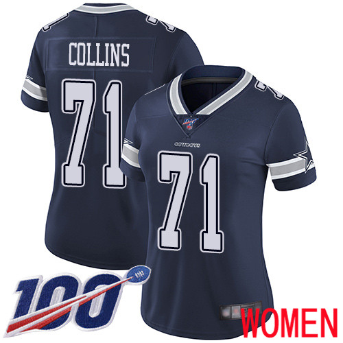 Women Dallas Cowboys Limited Navy Blue La el Collins Home #71 100th Season Vapor Untouchable NFL Jersey